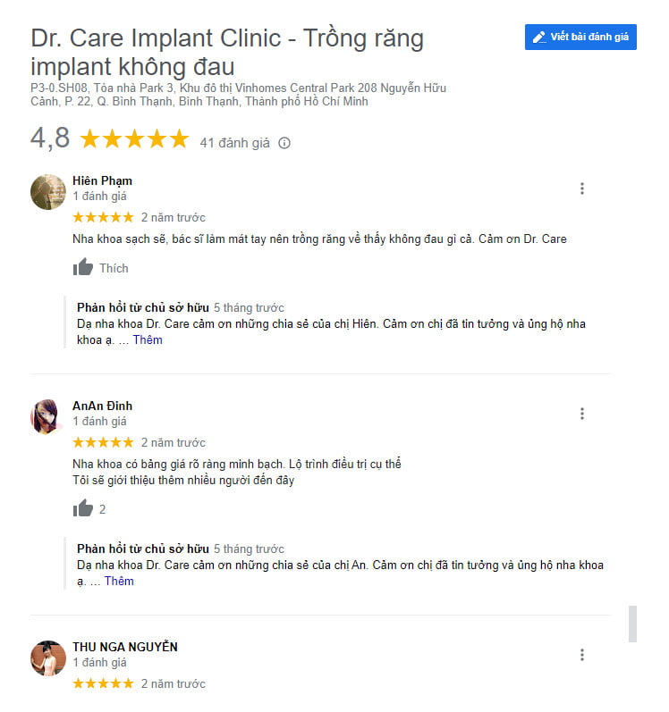 Hình: review trồng răng implant DR CARE